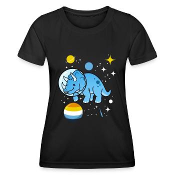 Triceratops Astronaut Aroace Pride - Women's Functional T-Shirt - black - Front - AI Model Female 172 light (172cm)