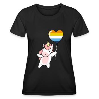 Unicorn Heart Balloon Aroace - Women's Functional T-Shirt - black - Front - AI Model Female 172 light (172cm)