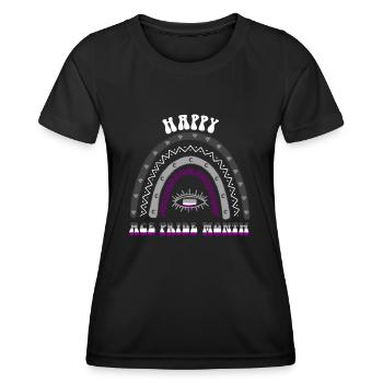 Boho Rainbow Happy Ace Pride Month Asexual - Women's Functional T-Shirt - black - Front - AI Model Female 172 light (172cm)