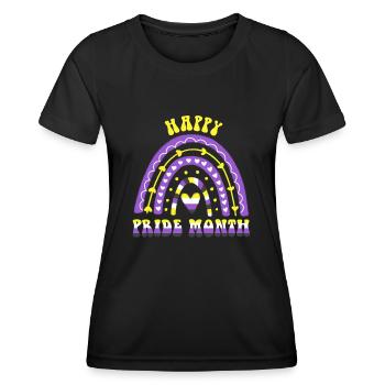 Happy Pride Month Nonbinary Regenbogen - Frauen Funktions-T-Shirt - Schwarz - Vorne - AI Model Female 172 light (172cm)