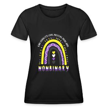 Nonbinary Boho Regenbogen - Frauen Funktions-T-Shirt - Schwarz - Vorne - AI Model Female 172 light (172cm)