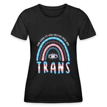 Transgender Boho Regenbogen Trans - Frauen Funktions-T-Shirt - Schwarz - Vorne - AI Model Female 172 light (172cm)