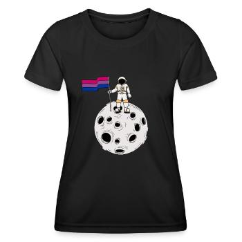 Bisexual astronaut on the moon Bi Pride flag - Women's Functional T-Shirt - black - Front - AI Model Female 172 light (172cm)