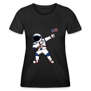Dabbing Astronaute américain 4 juillet - T-shirt sport Femme - noir - Devant - AI Model Female 172 light (172cm)