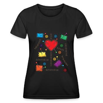 Costume de poupée vaudou Halloween - T-shirt sport Femme - noir - Devant - AI Model Female 172 light (172cm)