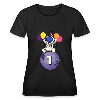1 Jahre alt Weltraum Geburtstag 1. Geburtstag - Frauen Funktions-T-Shirt - Schwarz - Vorne - AI Model Female 172 light (172cm)
