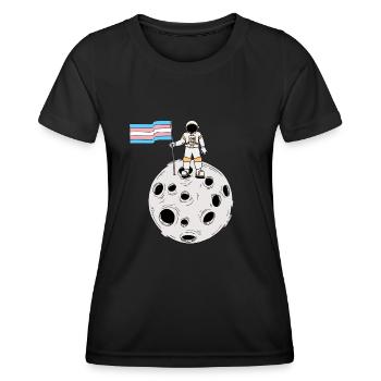 Transgender-Astronaut Trans Pride Flagge - Frauen Funktions-T-Shirt - Schwarz - Vorne - AI Model Female 172 light (172cm)