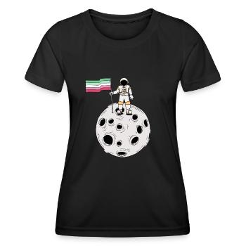 Abrosexueller Astronaute Abrosexuelle Flagge - T-shirt sport Femme - noir - Devant - AI Model Female 172 light (172cm)