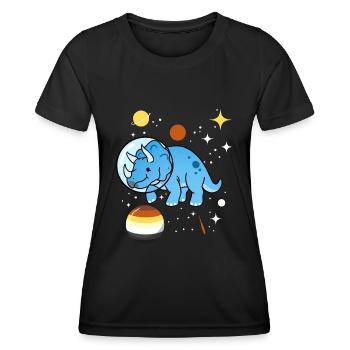 Triceratops Astronaut Gay Bear Pride - Frauen Funktions-T-Shirt - Schwarz - Vorne - AI Model Female 172 light (172cm)