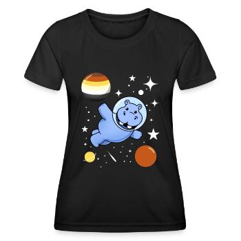 Nilpferd Astronaut Gay Bear Pride - Frauen Funktions-T-Shirt - Schwarz - Vorne - AI Model Female 172 light (172cm)
