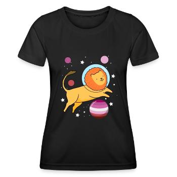 Löwe Astronaut Gay Bear Pride - Frauen Funktions-T-Shirt - Schwarz - Vorne - AI Model Female 172 light (172cm)
