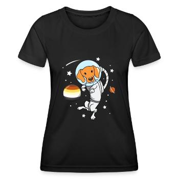 Hund Astronaut Gay Bear Pride - Frauen Funktions-T-Shirt - Schwarz - Vorne - AI Model Female 172 light (172cm)