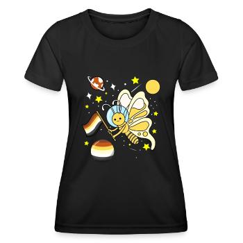 Schmetterling Astronaut Gay Bear Pride - Frauen Funktions-T-Shirt - Schwarz - Vorne - AI Model Female 172 light (172cm)