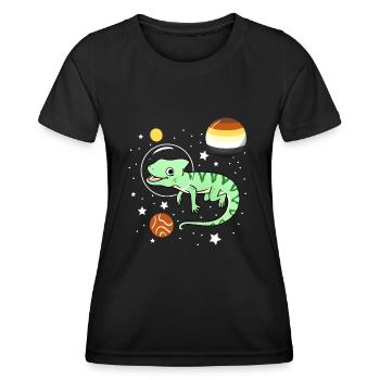 Chamäleon Astronaut Gay Bear Pride - Frauen Funktions-T-Shirt - Schwarz - Vorne - AI Model Female 172 light (172cm)