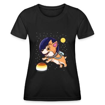 Corgi Astronaut Gay Bear Pride - Frauen Funktions-T-Shirt - Schwarz - Vorne - AI Model Female 172 light (172cm)