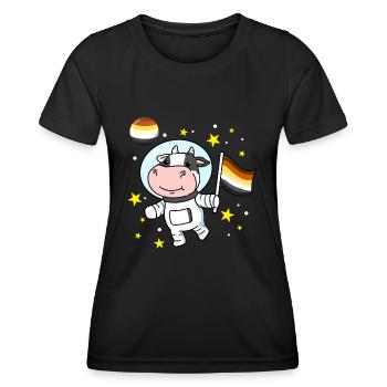 Kuh Astronaut Gay Bear Pride - Frauen Funktions-T-Shirt - Schwarz - Vorne - AI Model Female 172 light (172cm)