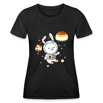 Hase im Weltraum Gay Bear Pride - Frauen Funktions-T-Shirt - Schwarz - Vorne - AI Model Female 172 light (172cm)