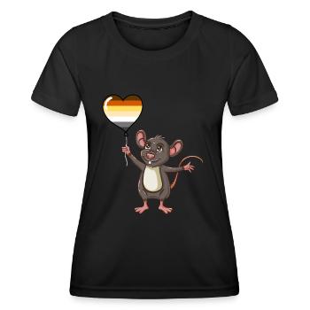 Maus Herzballon Gay Bear Pride - Frauen Funktions-T-Shirt - Schwarz - Vorne - AI Model Female 172 light (172cm)