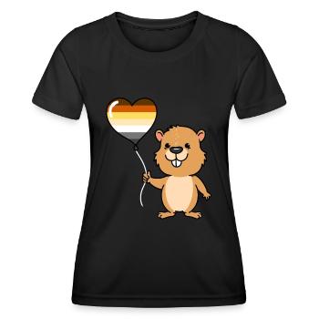 Biber Herzballon Gay Bear - Frauen Funktions-T-Shirt - Schwarz - Vorne - AI Model Female 172 light (172cm)