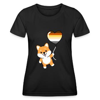 Shiba Inu Herzballon Gay Bear - Frauen Funktions-T-Shirt - Schwarz - Vorne - AI Model Female 172 light (172cm)