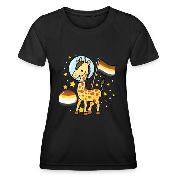 Giraffe Astronaut Gay Bear Pride - Frauen Funktions-T-Shirt - Schwarz - Vorne - AI Model Female 172 light (172cm)