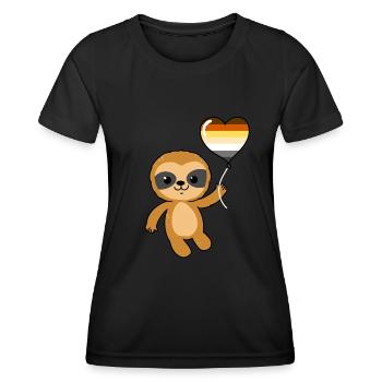 Faultier Herzballon Gay Bear - Frauen Funktions-T-Shirt - Schwarz - Vorne - AI Model Female 172 light (172cm)