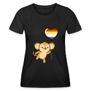 Affe Herzballon Gay Bear - Frauen Funktions-T-Shirt - Schwarz - Vorne - AI Model Female 172 light (172cm)