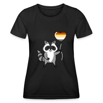 Waschbär Herzballon Gay Bear - Frauen Funktions-T-Shirt - Schwarz - Vorne - AI Model Female 172 light (172cm)