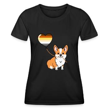 Corgi mit Gay Bear Pride Luftballon - Frauen Funktions-T-Shirt - Schwarz - Vorne - AI Model Female 172 light (172cm)