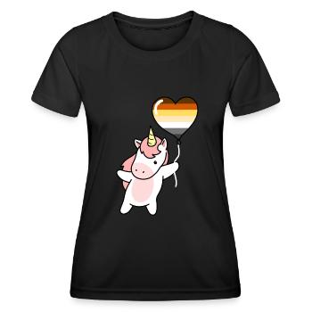 Einhorn Herzballon Gay Bear - Frauen Funktions-T-Shirt - Schwarz - Vorne - AI Model Female 172 light (172cm)