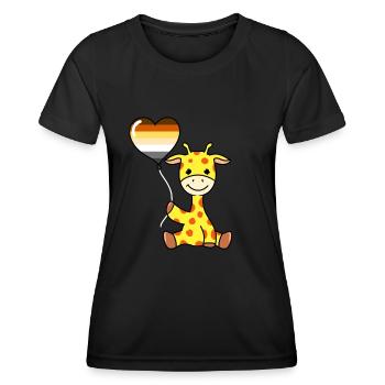 Giraffe mit Gay Bear Ballon - Frauen Funktions-T-Shirt - Schwarz - Vorne - AI Model Female 172 light (172cm)