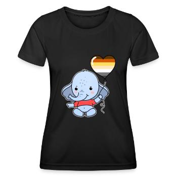 Elefant Herzballon Gay Bear - Frauen Funktions-T-Shirt - Schwarz - Vorne - AI Model Female 172 light (172cm)