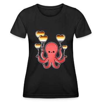 Oktopus Ballon Gay Bear Pride - Frauen Funktions-T-Shirt - Schwarz - Vorne - AI Model Female 172 light (172cm)