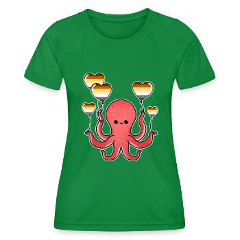 Oktopus Ballon Gay Bear Pride - Frauen Funktions-T-Shirt - Kelly Green - Vorne - AI Model Female 172 dark (172cm)