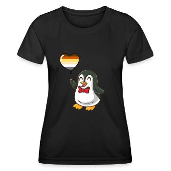 Pinguin Herzballon Gay Bear Pride - Frauen Funktions-T-Shirt - Schwarz - Vorne - AI Model Female 172 light (172cm)