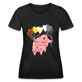 Bärtierchen Herzballon Gay Bear - Frauen Funktions-T-Shirt - Schwarz - Vorne - AI Model Female 172 light (172cm)