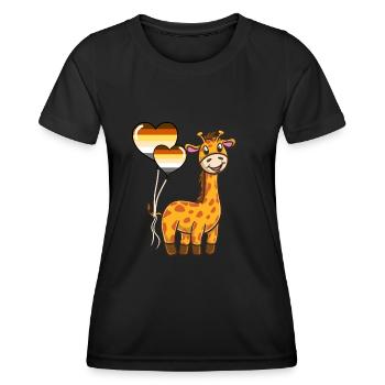 Giraffe Herzballon Gay Bear Pride - Frauen Funktions-T-Shirt - Schwarz - Vorne - AI Model Female 172 light (172cm)