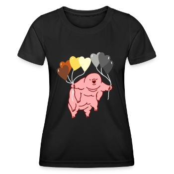 Bärtierchen Herzballon Gay Bear Pride - Frauen Funktions-T-Shirt - Schwarz - Vorne - AI Model Female 172 light (172cm)