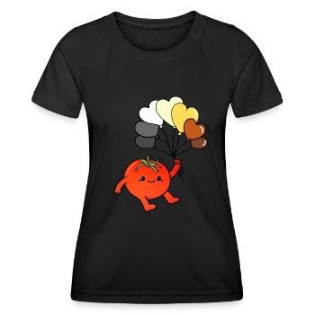 Tomate Herzballon Gay Bear Pride - Frauen Funktions-T-Shirt - Schwarz - Vorne - AI Model Female 172 light (172cm)