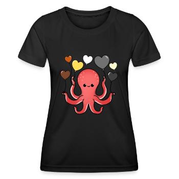 Oktopus Herzballon Gay Bear Pride - Frauen Funktions-T-Shirt - Schwarz - Vorne - AI Model Female 172 light (172cm)