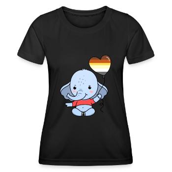 Elefant Herzballon Gay Bear Pride - Frauen Funktions-T-Shirt - Schwarz - Vorne - AI Model Female 172 light (172cm)