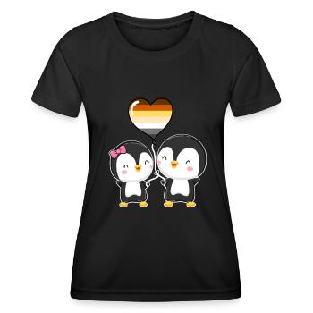 Gay Bear Pride Pinguin-Paar - Frauen Funktions-T-Shirt - Schwarz - Vorne - AI Model Female 172 light (172cm)