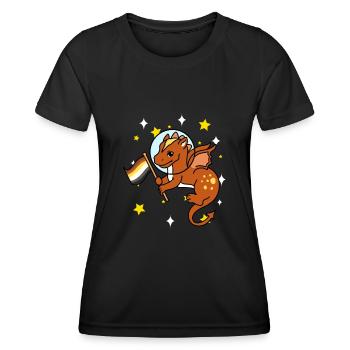 Drache im Weltraum Gay Bear Pride - Frauen Funktions-T-Shirt - Schwarz - Vorne - AI Model Female 172 light (172cm)