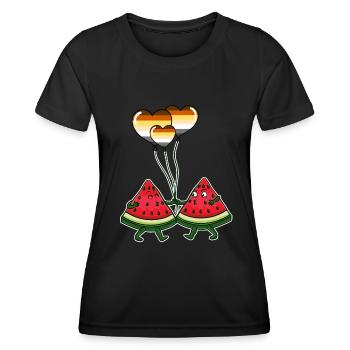 Wassermelonen Paar Gay Bear Pride - Frauen Funktions-T-Shirt - Schwarz - Vorne - AI Model Female 172 light (172cm)