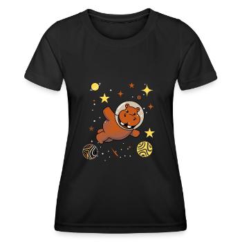 Gay Bear Nilpferd Im Weltraum Gay Bear Pride - Frauen Funktions-T-Shirt - Schwarz - Vorne - AI Model Female 172 light (172cm)
