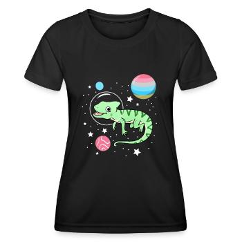 Caméléon Astronaute Genderflux Pride - T-shirt sport Femme - noir - Devant - AI Model Female 172 light (172cm)
