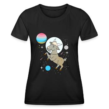 Chèvre Astronaute Genderflux Pride - T-shirt sport Femme - noir - Devant - AI Model Female 172 light (172cm)