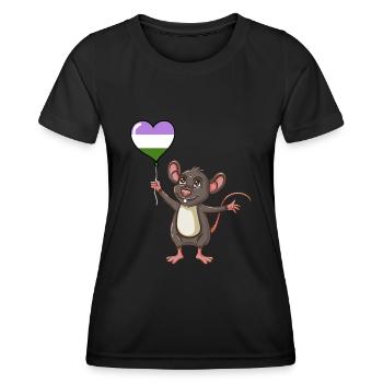 Maus Herzballon Genderqueer Pride - Frauen Funktions-T-Shirt - Schwarz - Vorne - AI Model Female 172 light (172cm)