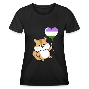 Ballon cœur d’écureuil Genderqueer - T-shirt sport Femme - noir - Devant - AI Model Female 172 light (172cm)