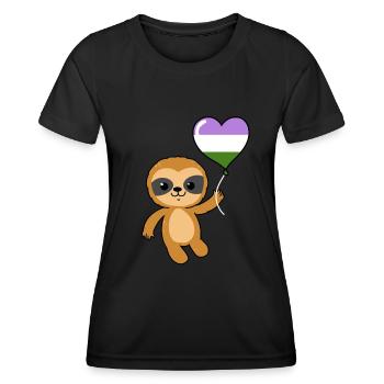 Sloth Heart Balloon Genderqueer - T-shirt sport Femme - noir - Devant - AI Model Female 172 light (172cm)